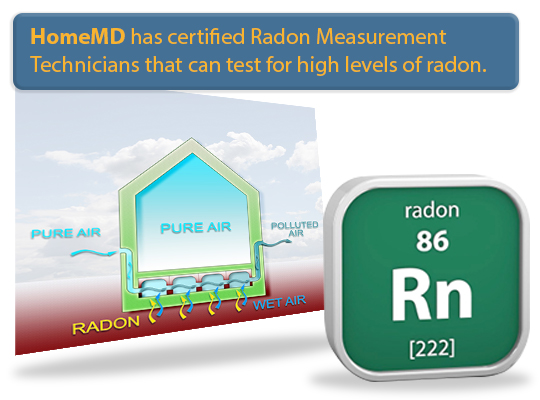 HomeMD has certified Radon Measurement Technicians that can test for high levels of radon gas.
